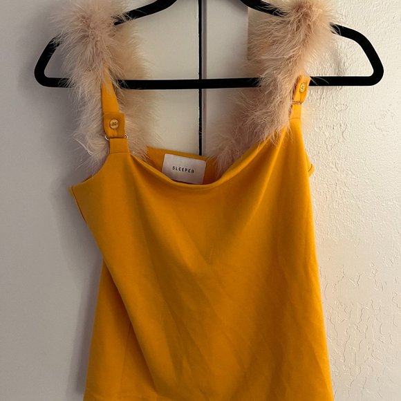 Sleeper Pajama Yellow Feather Top Sold out Sz M - Picture 1 of 3